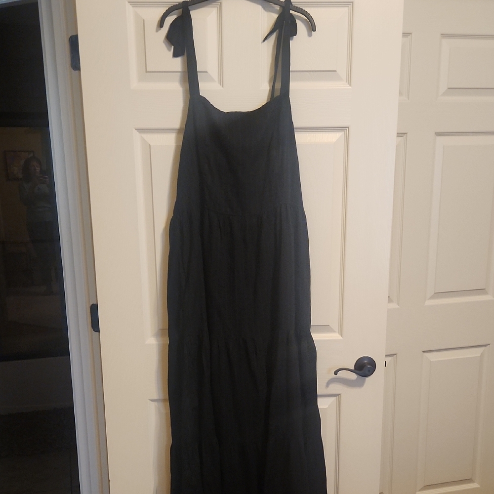 Old Navy Black Maxi Dress (Tie-Shoulder) XL Tall